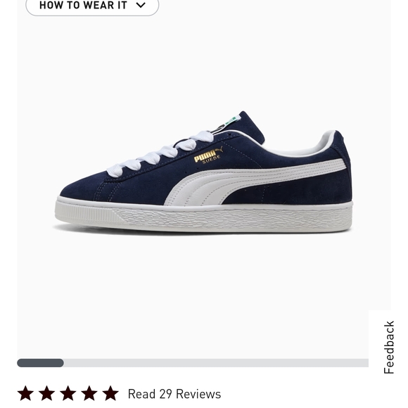 [LIKE NEW] Navy Puma Suede Classic Sneakers COMES WITH BOX (worn once)Blue Laces - Picture 9 of 11